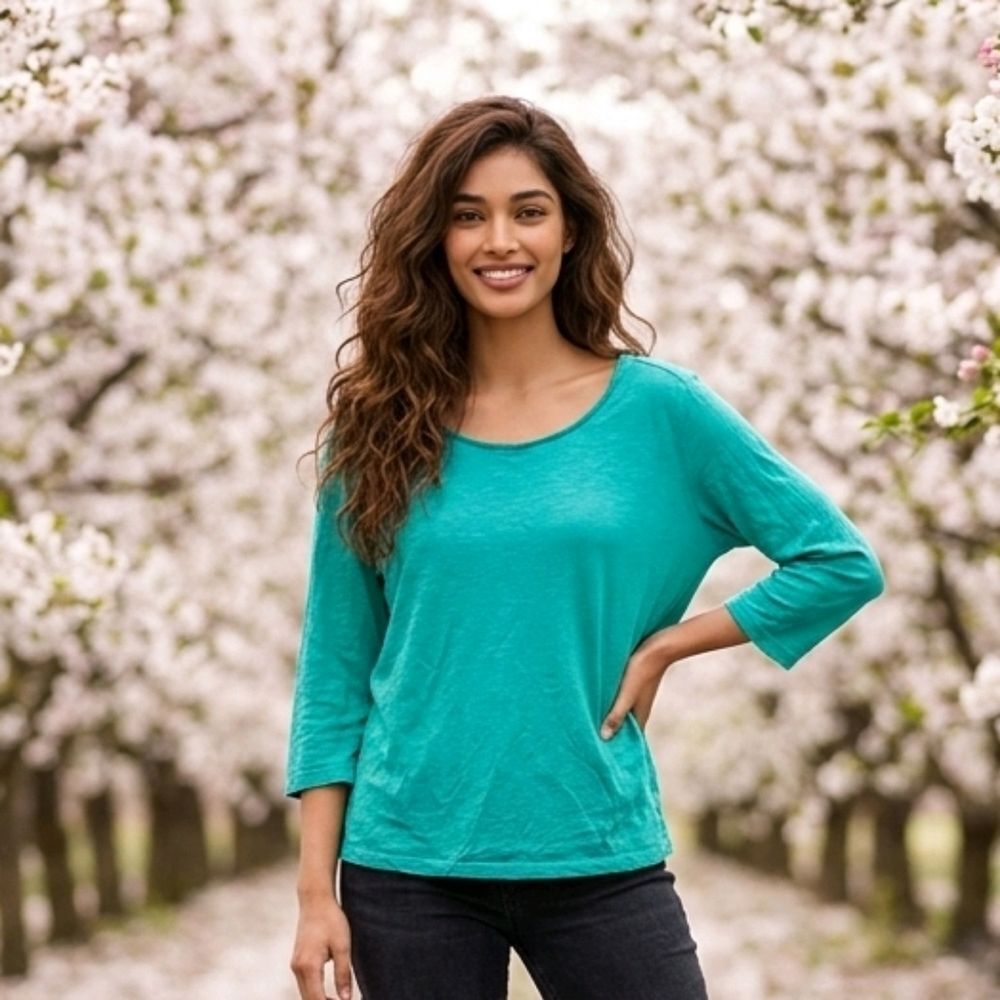 Cato Women's Plus 22/24 Mint Long Sleeve Tee Knit Top Super Soft Basic Shirt